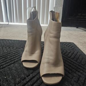 Calvin Klein Beige Peep-Toe Heeled Boots